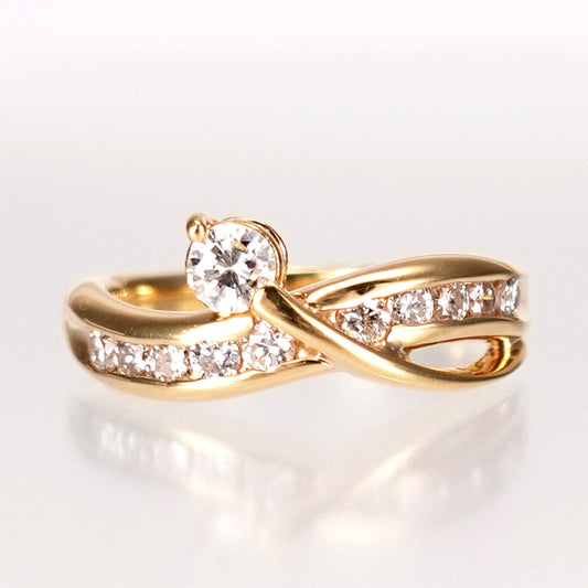 【特別価格】ダイヤモンドリング0.50ct  K18YG(イエローゴールド）製-RD050-SADAP3265