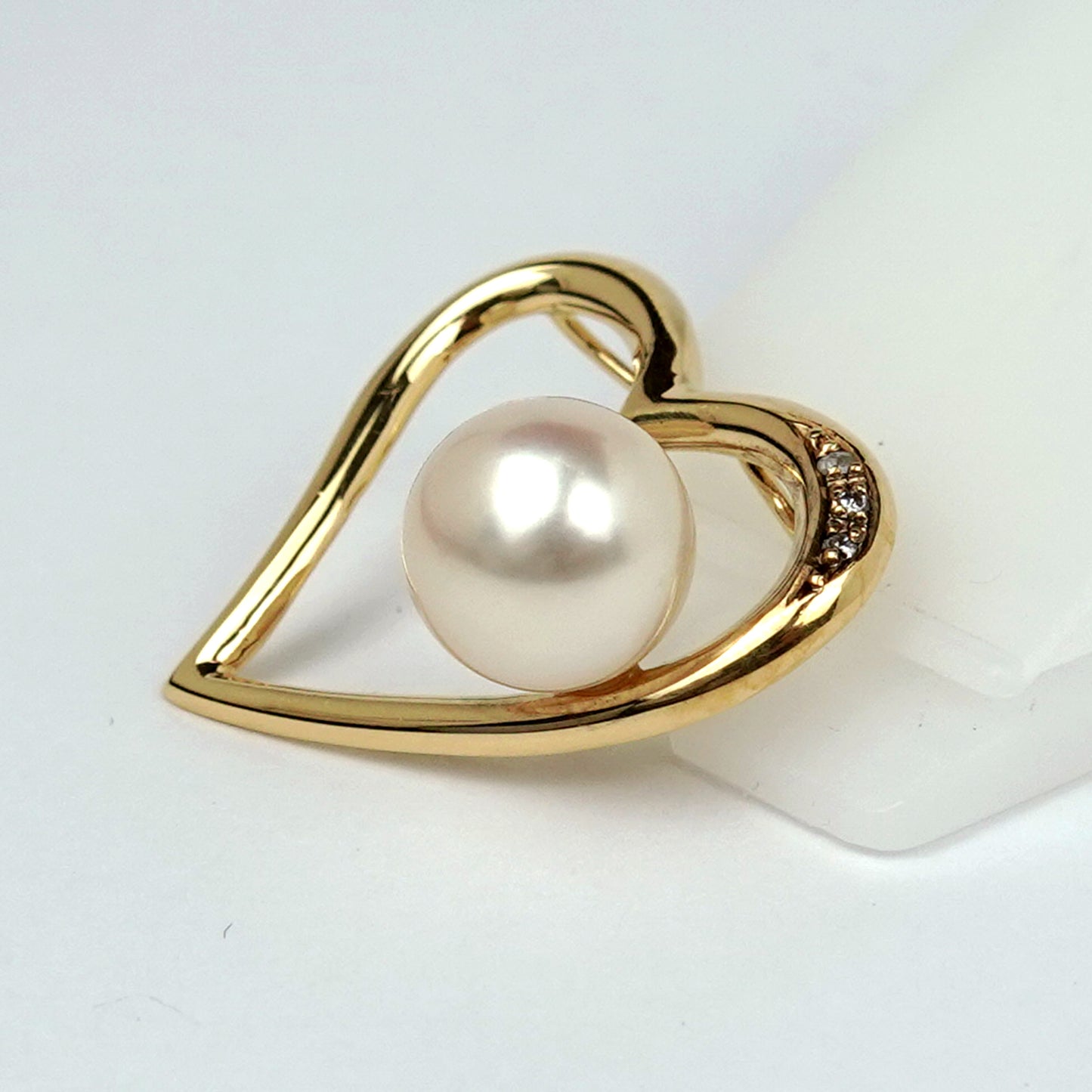 パールオープンハートペンダントK18 9.2mm PAR-25