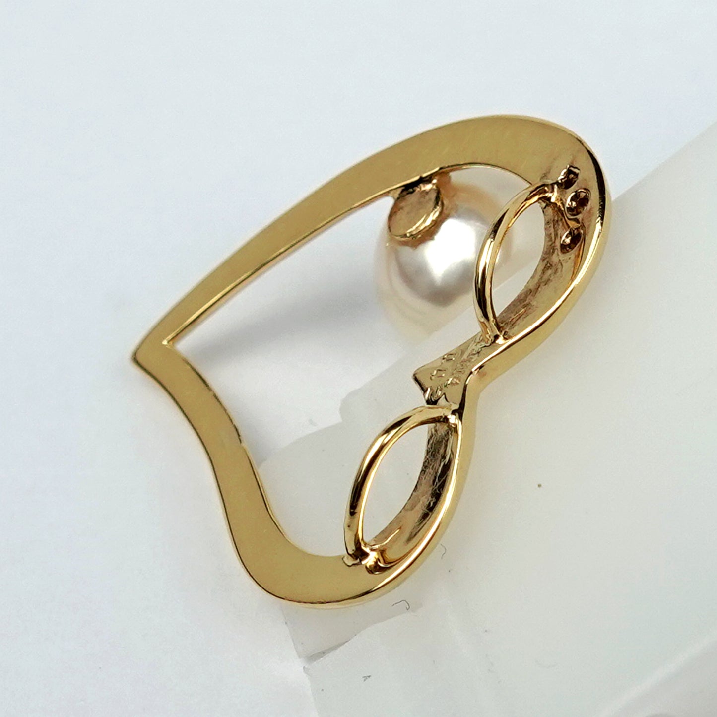 パールオープンハートペンダントK18 9.2mm PAR-25