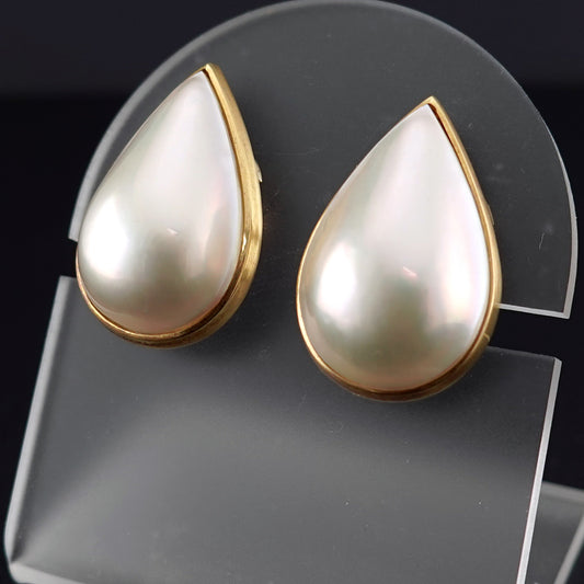 しずく型マベパールイヤリング-K18YG  ER-MP-22×15mm-K18YG-マベ