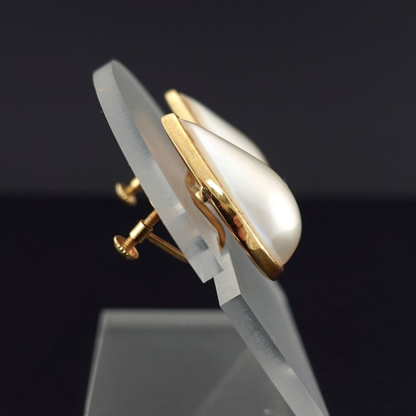 しずく型マベパールイヤリング-K18YG  ER-MP-22×15mm-K18YG-マベ