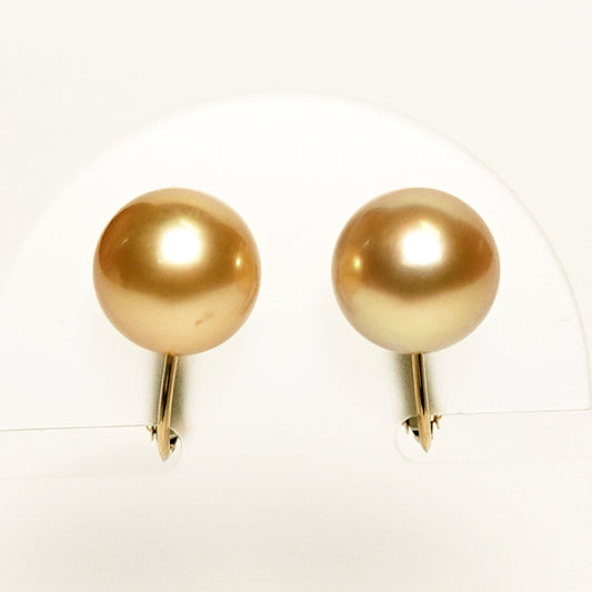 白蝶ゴールデンパールイヤリング10.6mm きれいな濃い金色の白蝶真珠を使用した高品質イヤリング ERP-SC-G-10.6mm-K18YG-TG1007210301