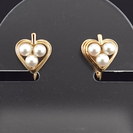 K18ベビーパールイヤリング 薄いピンク系の小さいパールで作った可愛いイヤリング ER-PBa6p-K18-アコヤ真珠