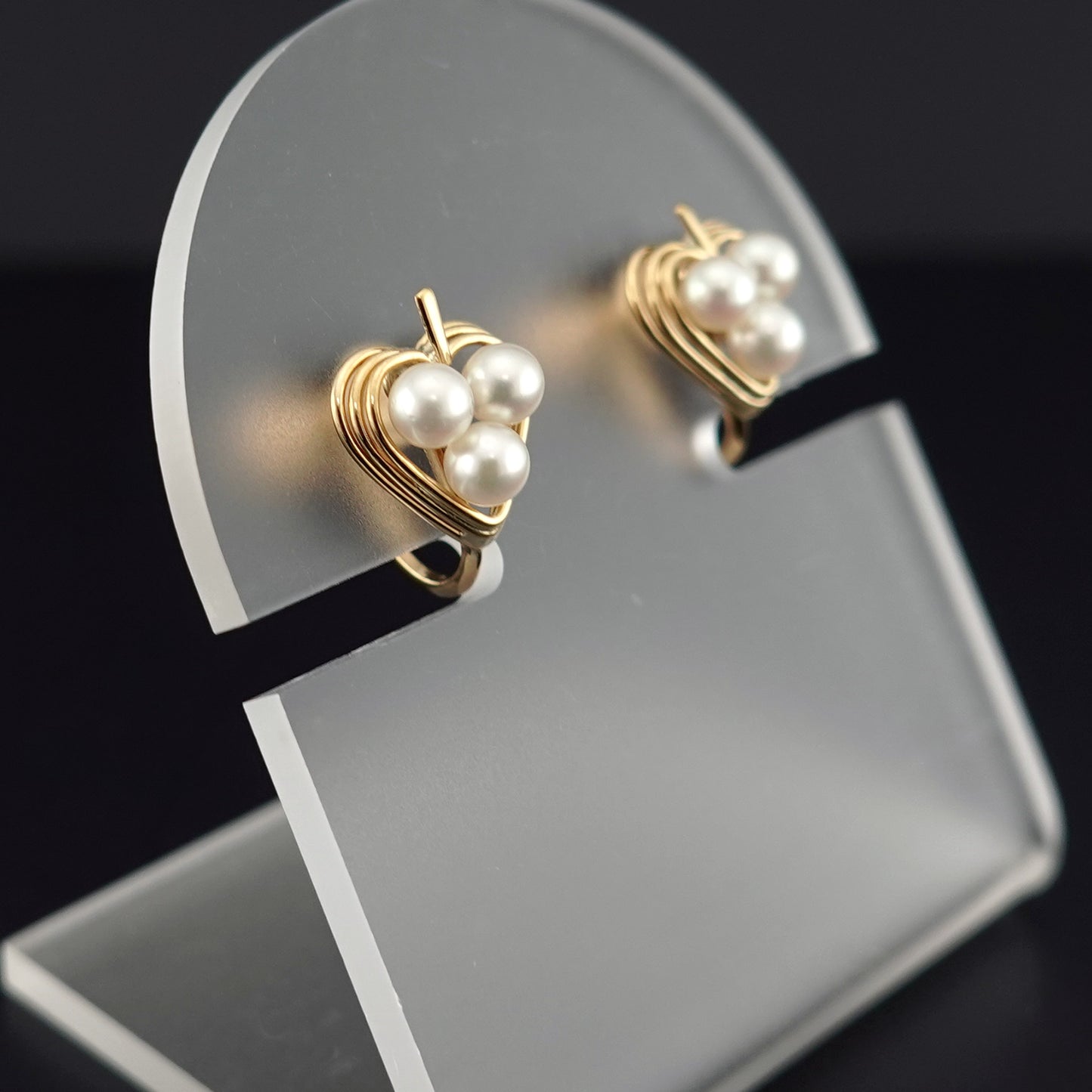 K18ベビーパールイヤリング 薄いピンク系の小さいパールで作った可愛いイヤリング ER-PBa6p-K18-アコヤ真珠