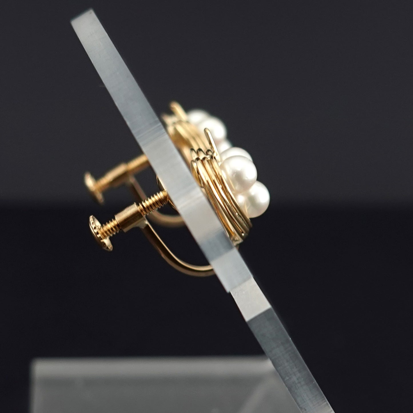 K18ベビーパールイヤリング 薄いピンク系の小さいパールで作った可愛いイヤリング ER-PBa6p-K18-アコヤ真珠