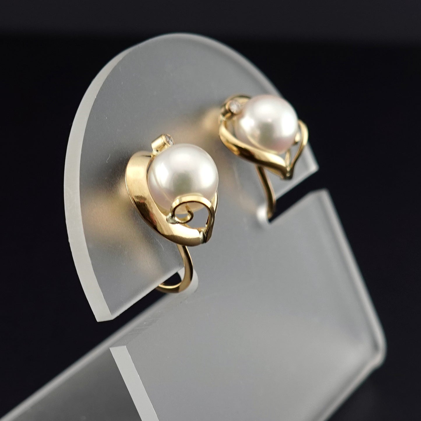 K18パールイヤリング 薄いピンク系のパールで作ったイヤリング ER-P-6.8mm-D2-K18-アコヤ真珠