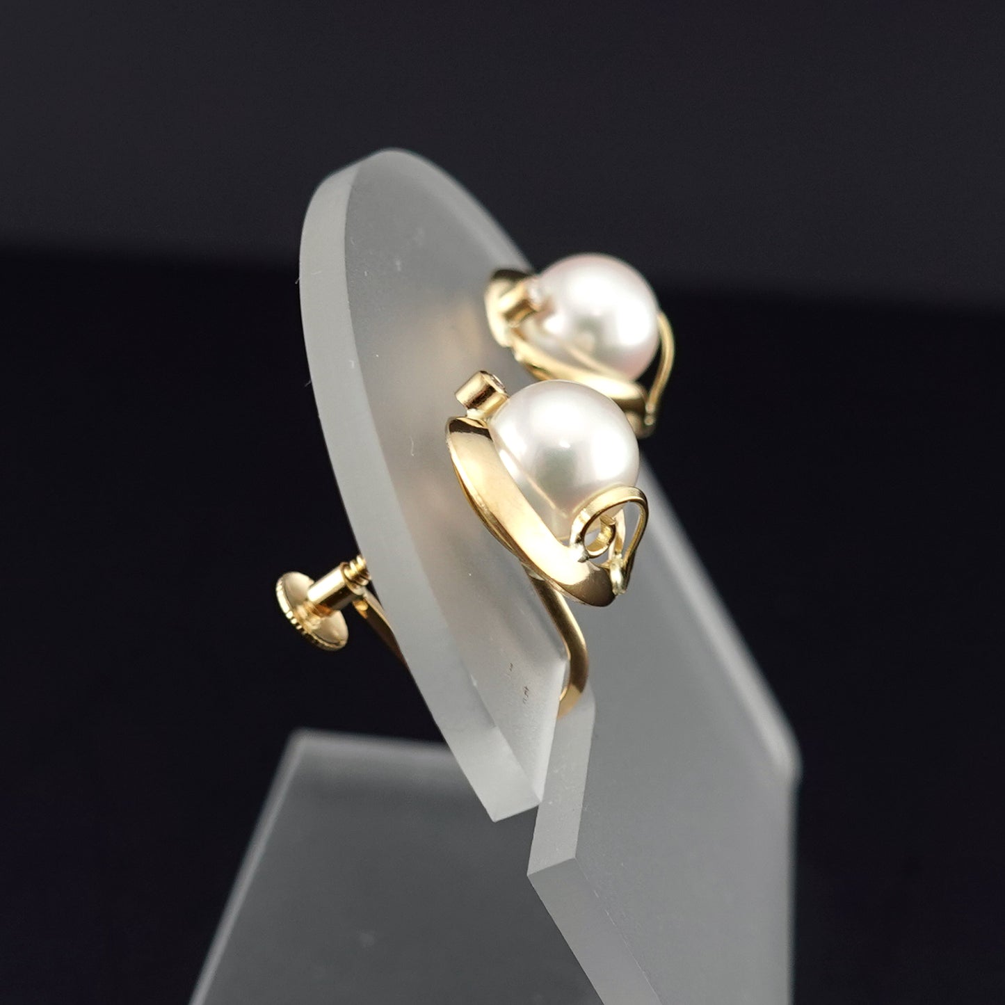 K18パールイヤリング 薄いピンク系のパールで作ったイヤリング ER-P-6.8mm-D2-K18-アコヤ真珠