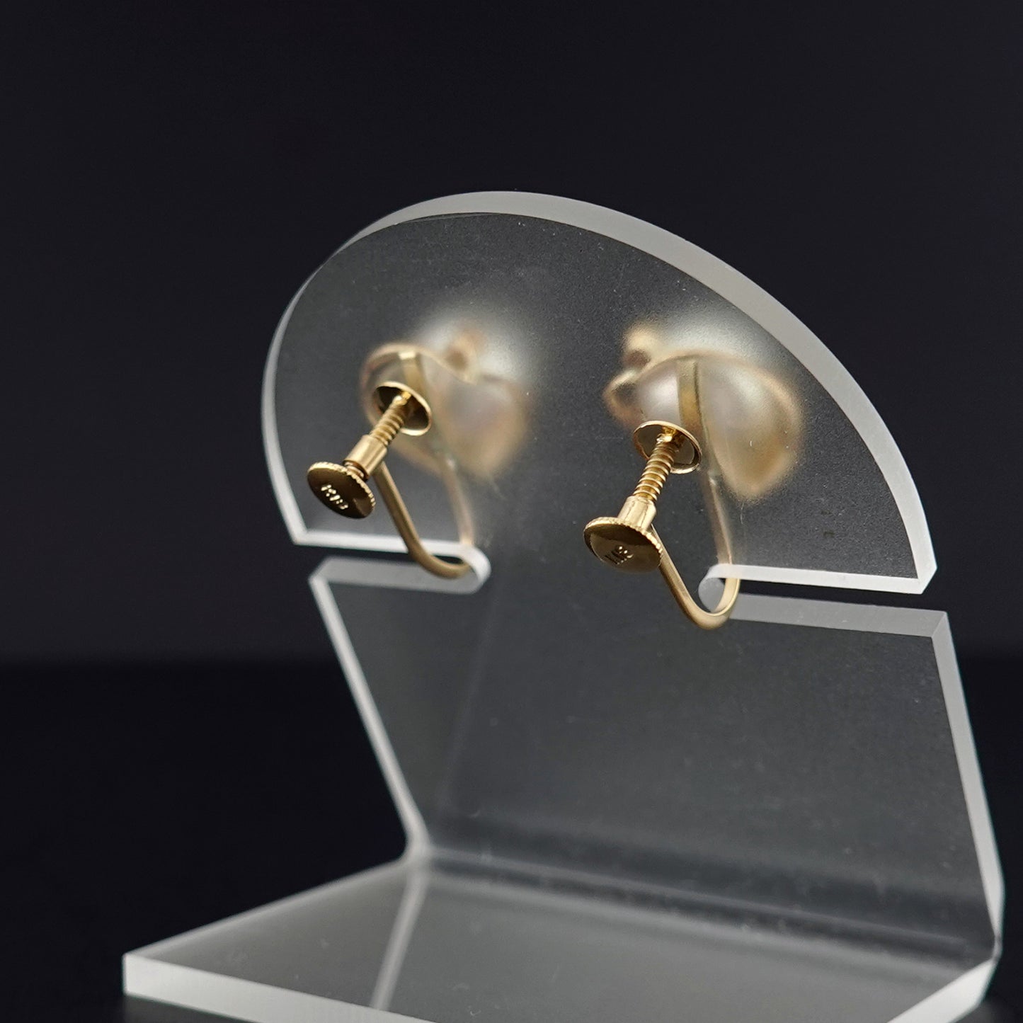 K18パールイヤリング 薄いピンク系のパールで作ったイヤリング ER-P-6.8mm-D2-K18-アコヤ真珠