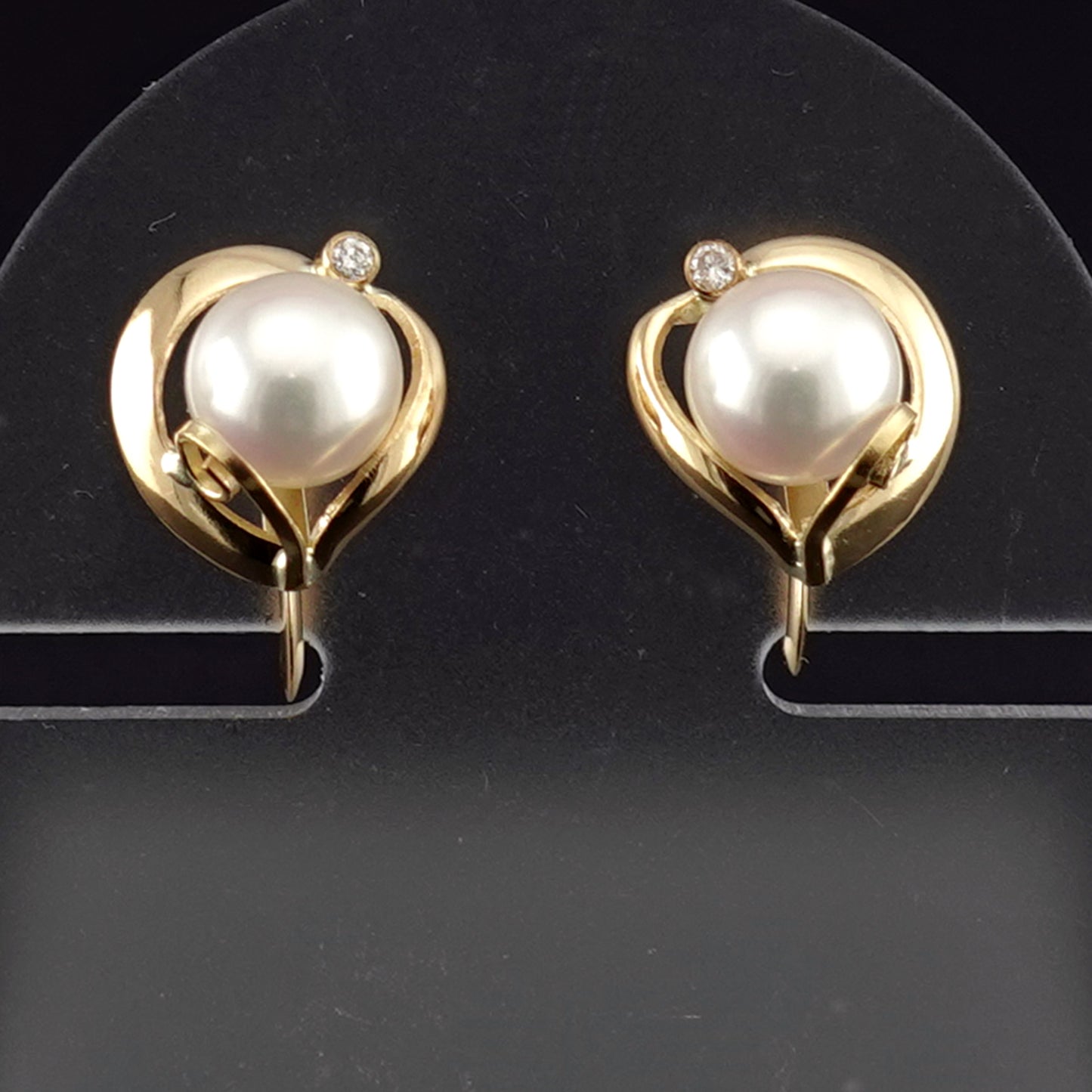 K18パールイヤリング 薄いピンク系のパールで作ったイヤリング ER-P-6.8mm-D2-K18-アコヤ真珠