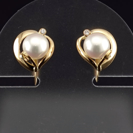 K18パールイヤリング 薄いピンク系のパールで作ったイヤリング ER-P-6.8mm-D2-K18-アコヤ真珠