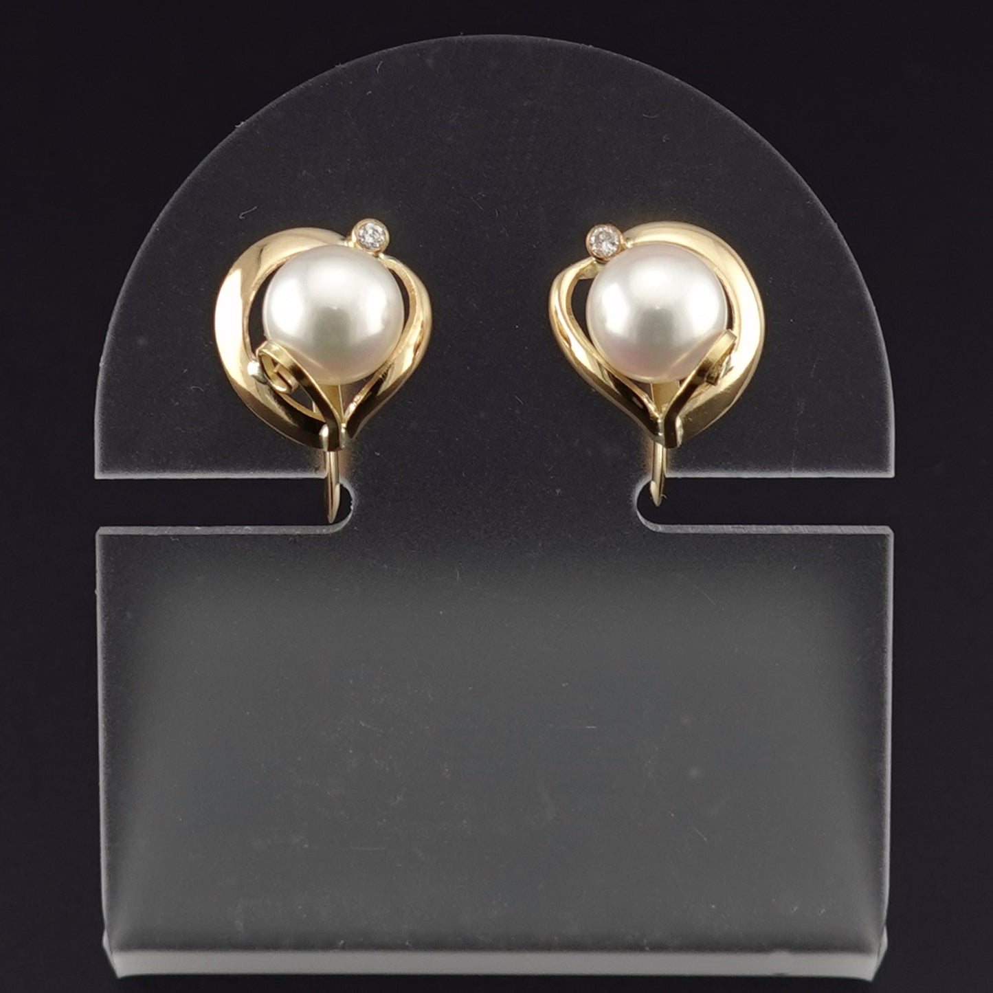 K18パールイヤリング 薄いピンク系のパールで作ったイヤリング ER-P-6.8mm-D2-K18-アコヤ真珠