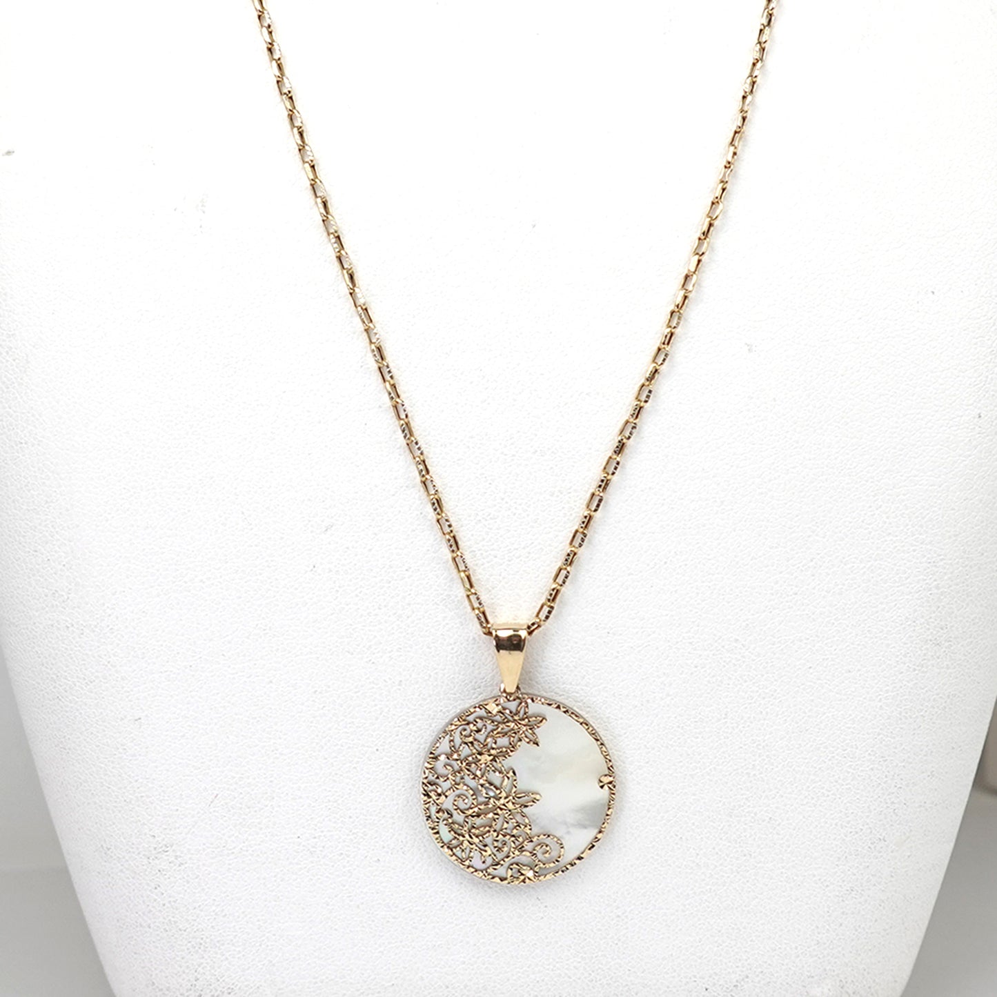 白蝶貝ペンダント K18YG/K18WGのリバーシブルペンダントトップ PNSC-K18YG/K18WG-OZ24093003