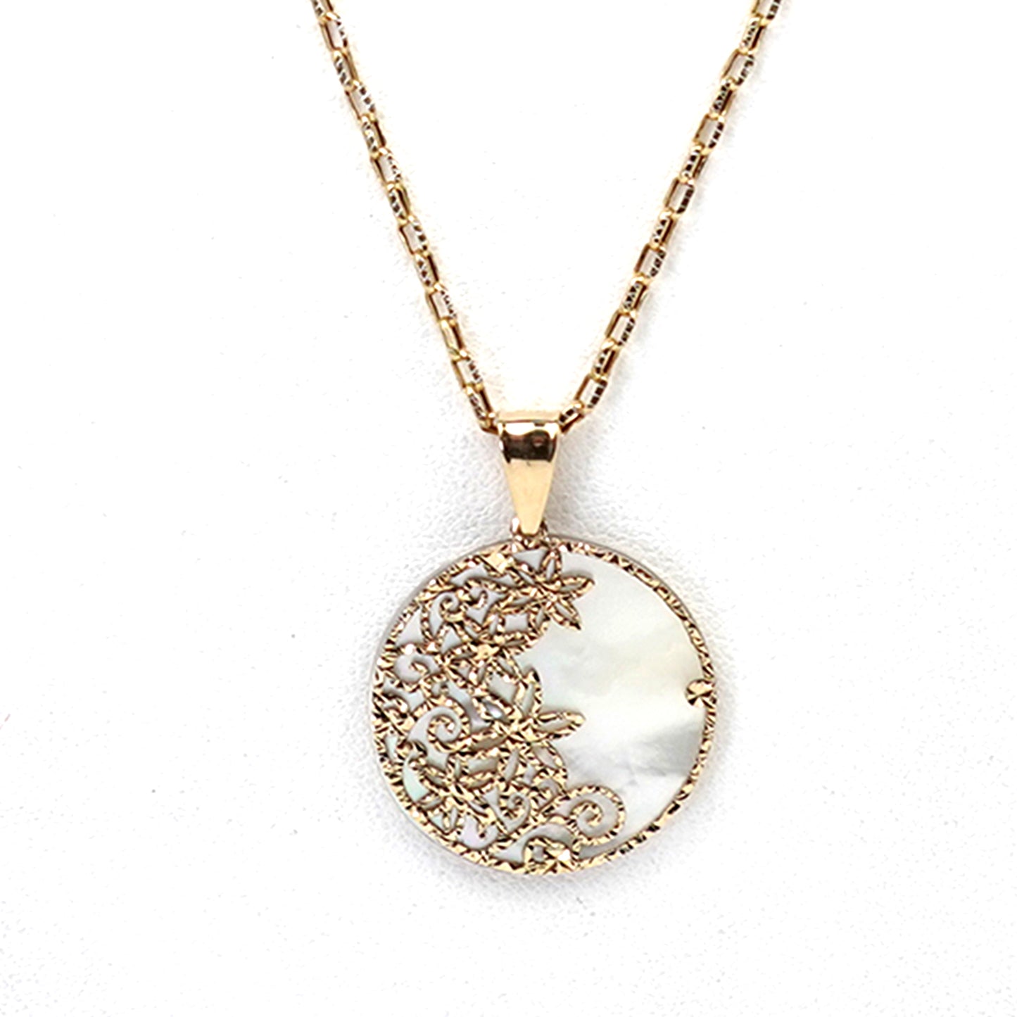 白蝶貝ペンダント K18YG/K18WGのリバーシブルペンダントトップ PNSC-K18YG/K18WG-OZ24093003