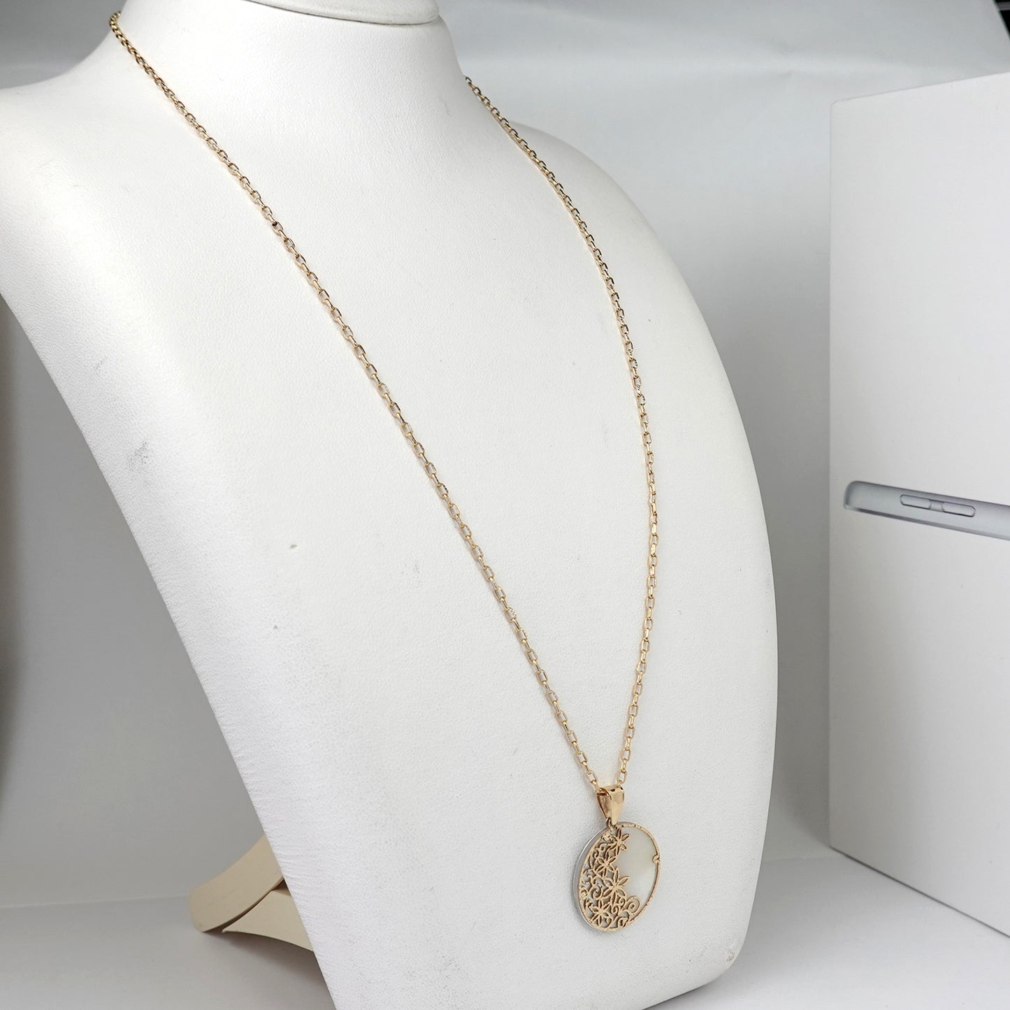 白蝶貝ペンダント K18YG/K18WGのリバーシブルペンダントトップ PNSC-K18YG/K18WG-OZ24093003