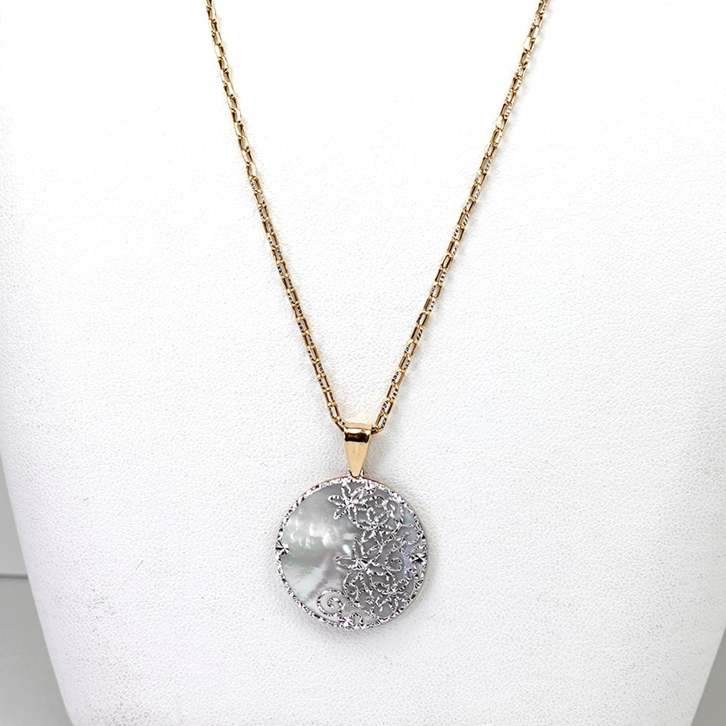 白蝶貝ペンダント K18YG/K18WGのリバーシブルペンダントトップ PNSC-K18YG/K18WG-OZ24093003