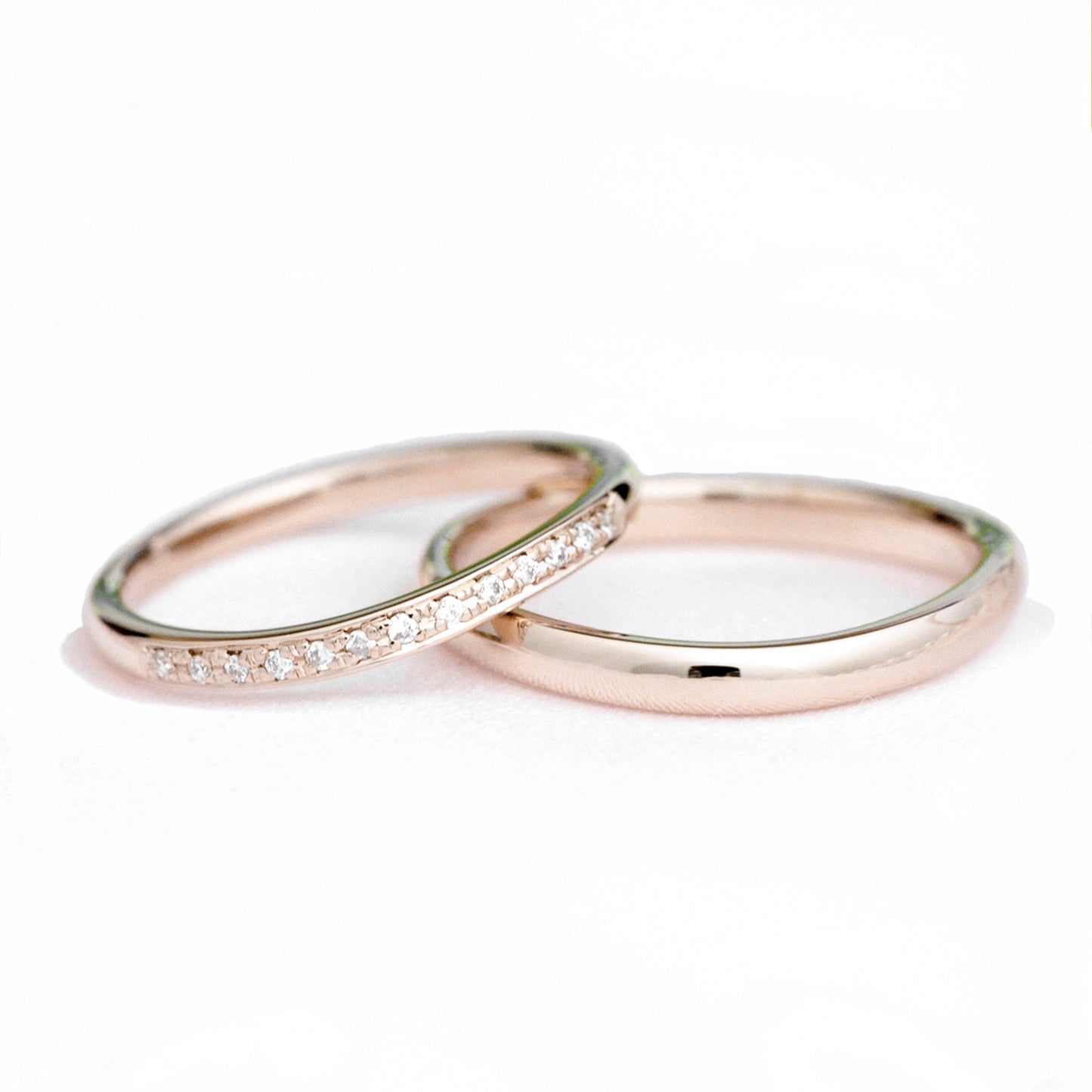【鍛造】結婚指輪ペア 肌色に馴染む上品な淡い色のピンクゴールド 変形やキズに非常に強い鍛造製法の指輪 MpKK81-20Dgvs13-K18CLG-KK81-25-K18CLG