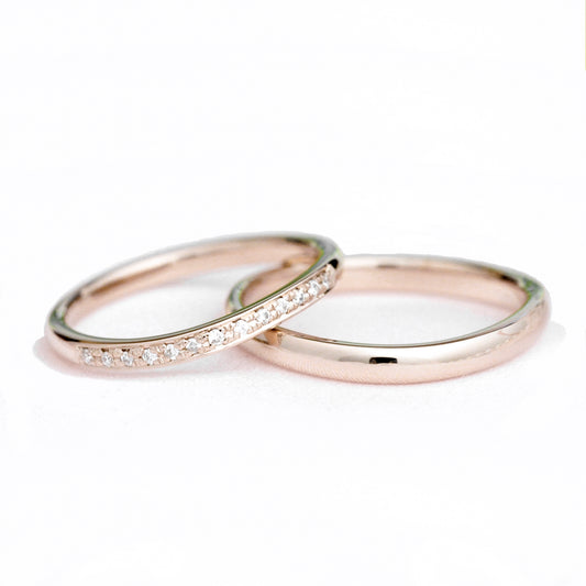 【鍛造】結婚指輪ペア 肌色に馴染む上品な淡い色のピンクゴールド 変形やキズに非常に強い鍛造製法の指輪 MpKK81-20Dgvs13-K18CLG-KK81-25-K18CLG
