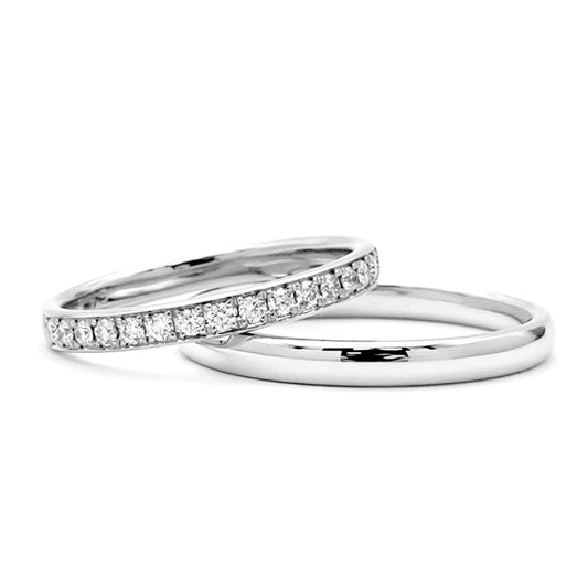 【鍛造/結婚指輪ペア】ハーフエタニティリング 高品質H&Cダイヤモンドを使用（Pt900）変形やキズに非常に強い鍛造製法の指輪 MpKK-HE-H23h-KK80-25-Pt