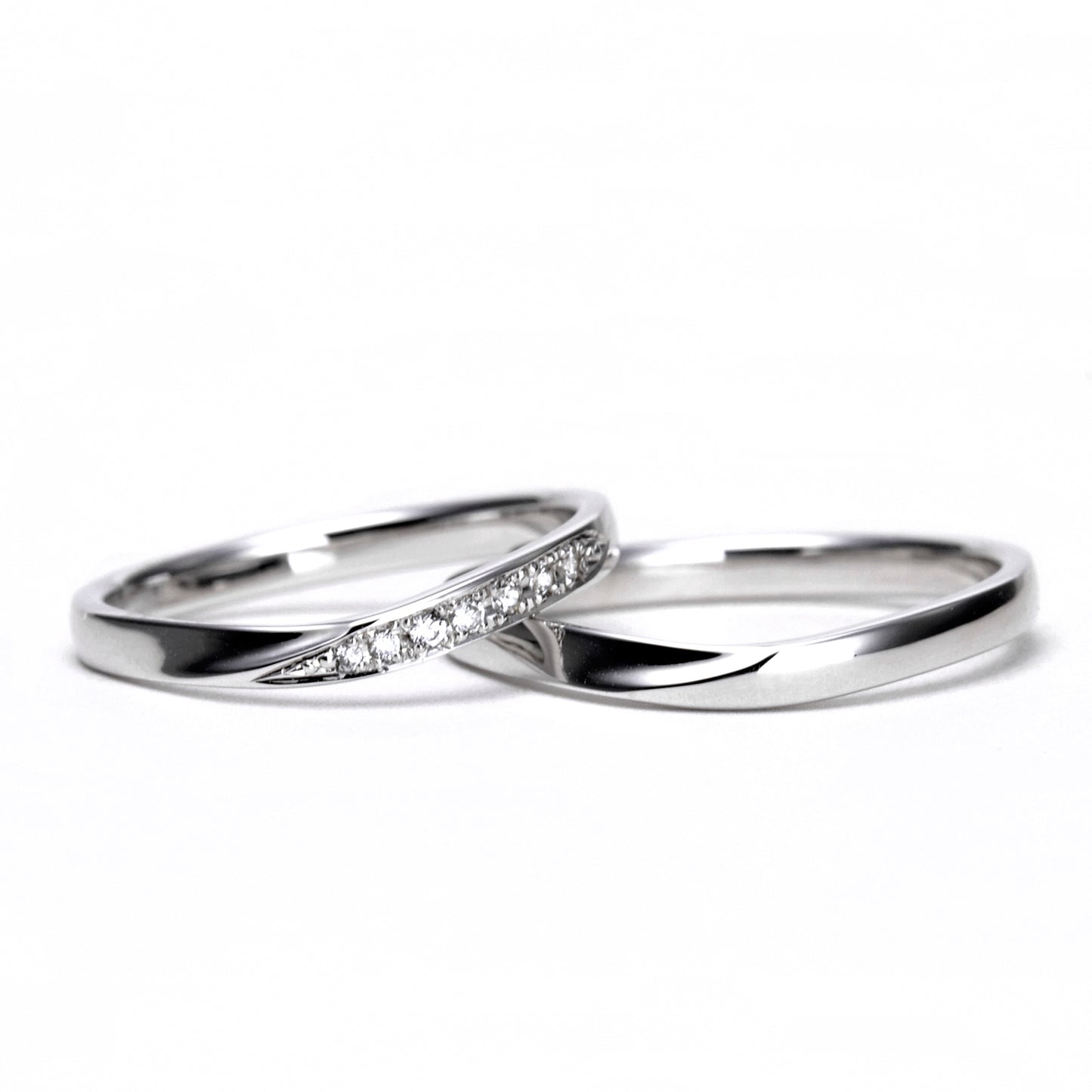 【鍛造/スーパーハード純プラチナ】結婚指輪ペア（鍛造Pt.999SH）高品質H&Cダイヤを使用 緩やかなV字デザイン 変形やキズに非常に強い純プラチナ製鍛造リング MpKK91-DhS-L-Pt999SH