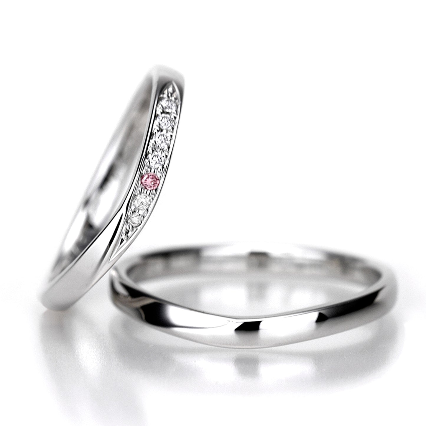 【鍛造/スーパーハード純プラチナ】結婚指輪ペア（鍛造Pt.999SH）高品質H&Cダイヤを使用 緩やかなV字デザイン 変形やキズに非常に強い純プラチナ製鍛造リング MpKK91-DhS-L-Pt999SH