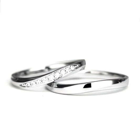 【鍛造/スーパーハード純プラチナ】結婚指輪ペア（鍛造Pt999SH） 純プラチナで驚異的な丈夫さを実現 鍛造では珍しい緩やかなやさしいカーブデザインのエンゲージリング  MpTZ-002DS-001L-Pt999SH