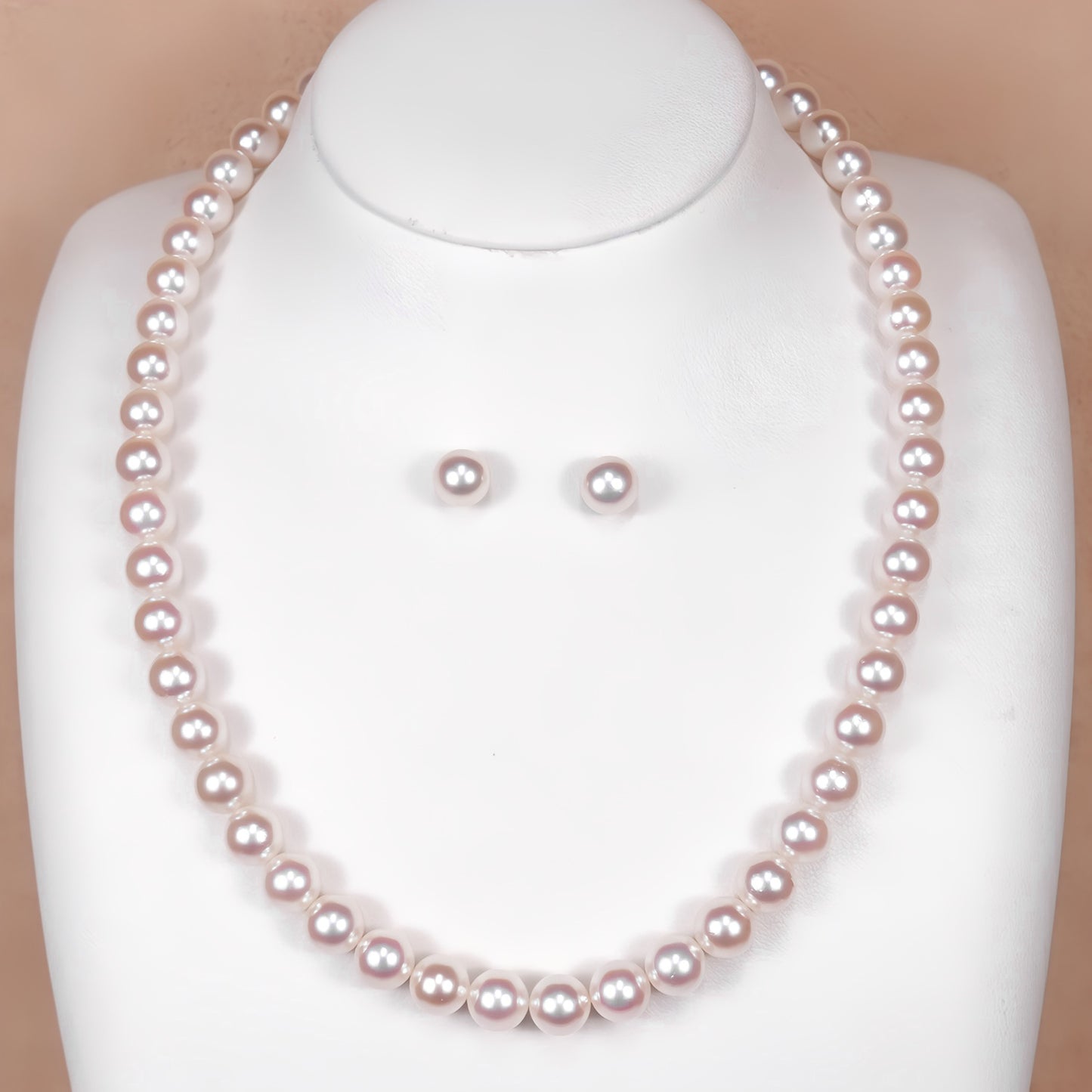 真珠ネックレス＋イヤリング（ピアス）セット-7.5〜8.0mm 花珠に負けない強い照りの真珠 PNE75-OK25030101