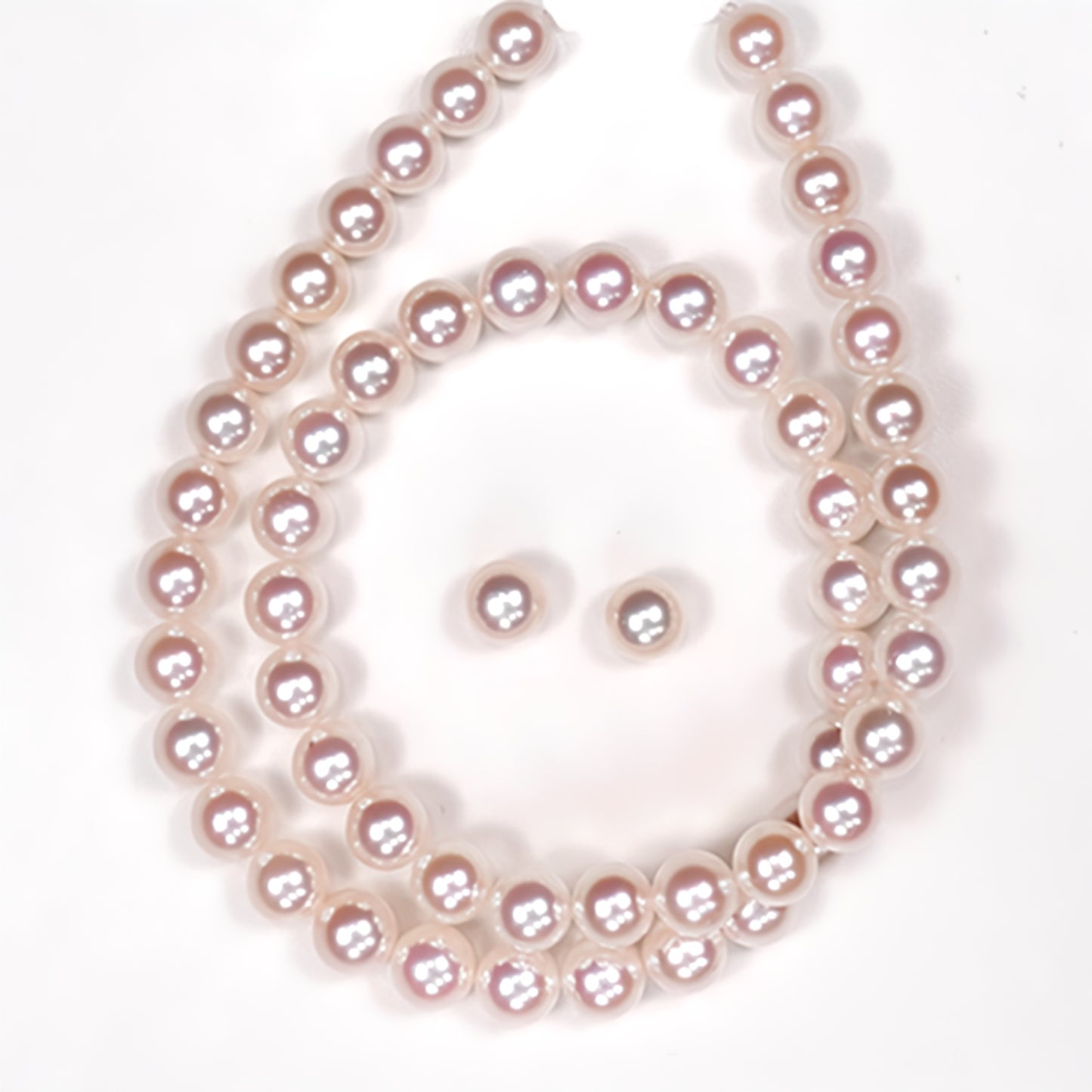 真珠ネックレス＋イヤリング（ピアス）セット-7.5〜8.0mm 花珠に負けない強い照りの真珠 PNE75-OK25030101