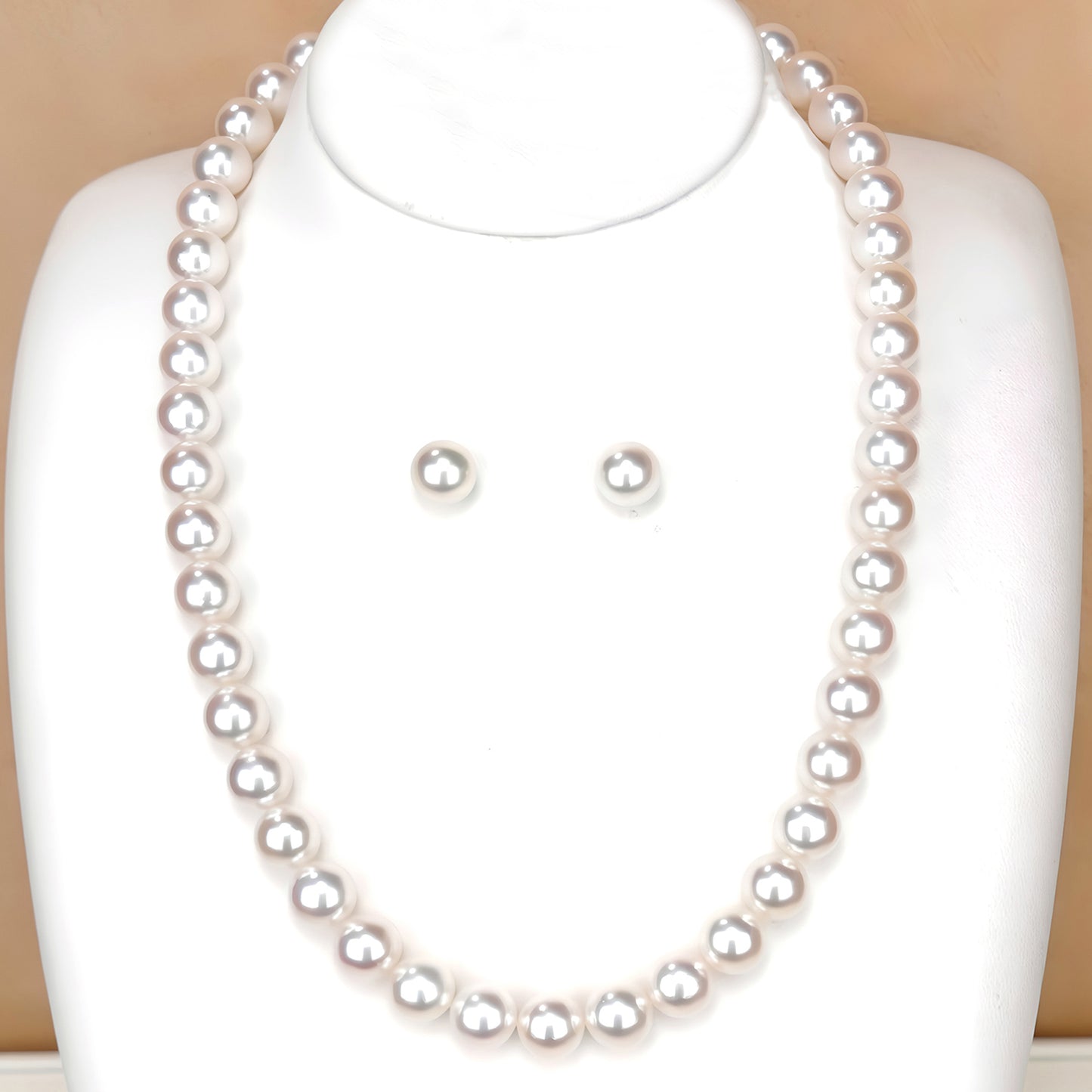 【オーロラ花珠】［8.5〜9.0mm］真珠ネックレス＋ピアス（イヤリング）セット 真珠科学研究所|花珠鑑別鑑定書付 PNE85-花珠-SS-…577