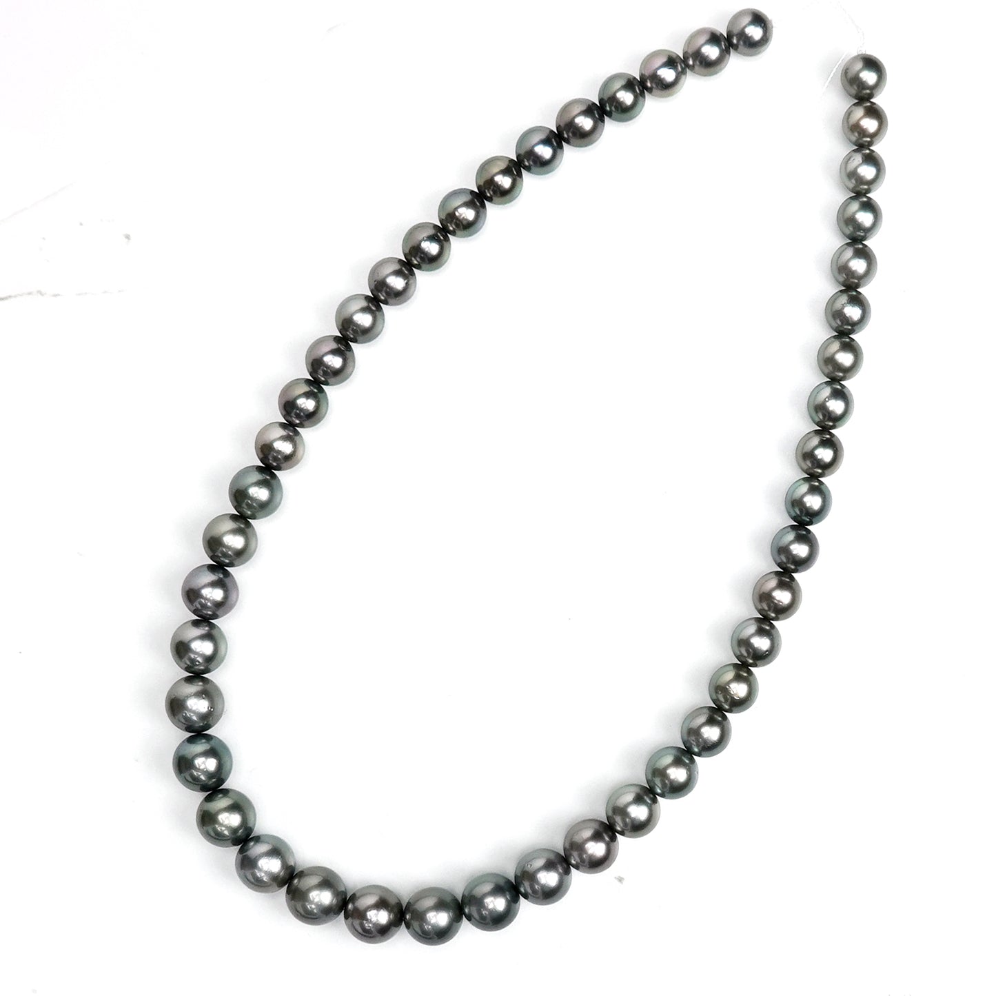 【オーロラオーシャンブルー（OceanBlue）】黒蝶真珠ネックレス 色照りが非常に良い高品質な黒蝶真珠 【真珠科学研究所鑑定鑑別書付】 N-KC-OCB-8.1～10.9mm-SKXXX924
