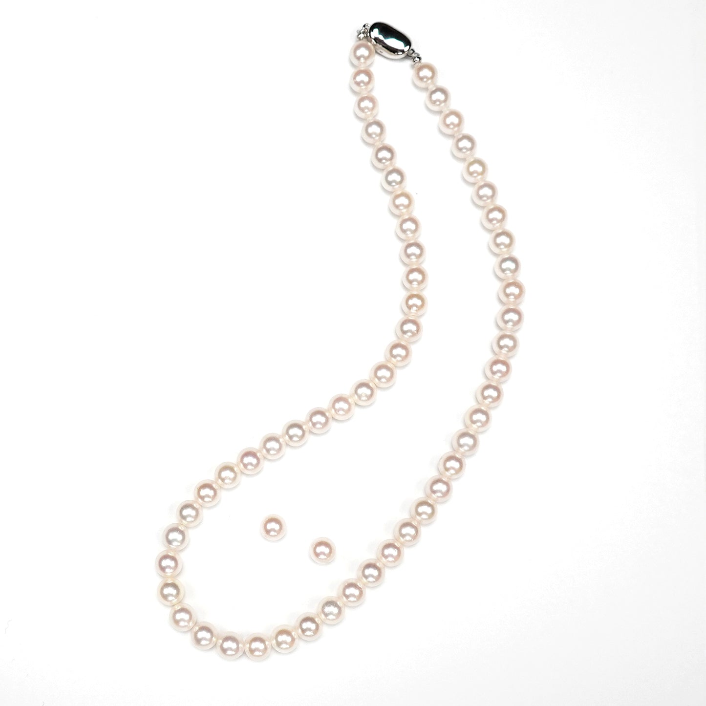 真珠ネックレス＋イヤリング（ピアス）セット-7.0〜7.5mm 上品な淡いピンク系の真珠 PNE70-TG09032103