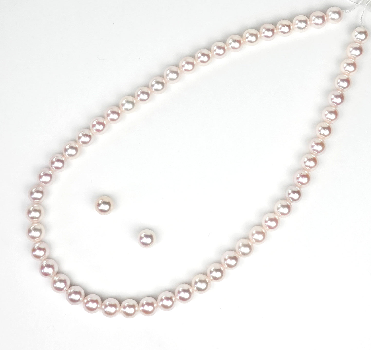 真珠ネックレス＋イヤリング（ピアス）セット-8.0〜8.5mm 花珠に引けを取らないピンク系の色・照りのキレイな真珠 PNE80-OK22122601