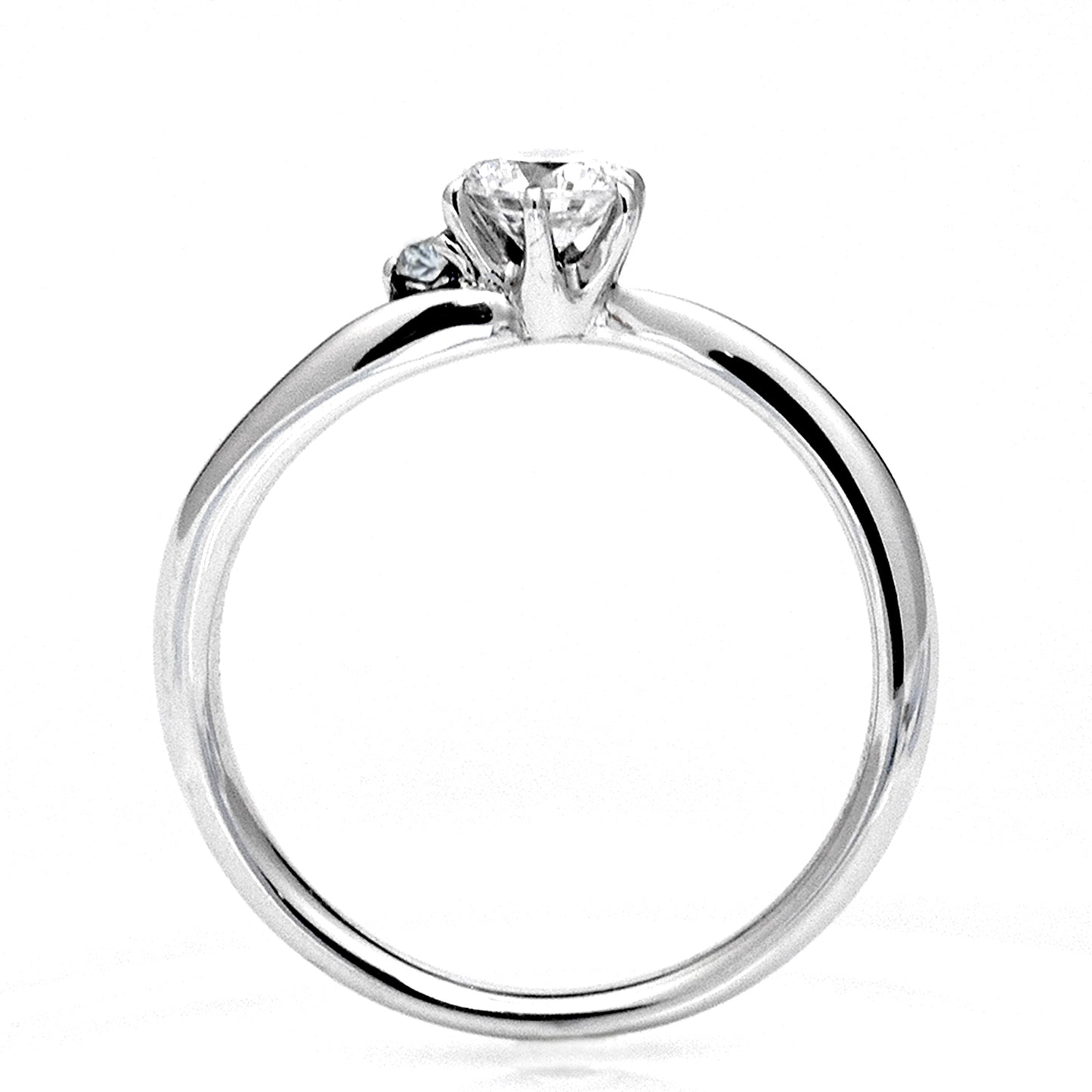 婚約指輪 アイスブルーダイヤ入 シンプルで緩やかなウェーブデザインの指輪 EHa02Bb-0.18ct,G,SI2,G-Pt