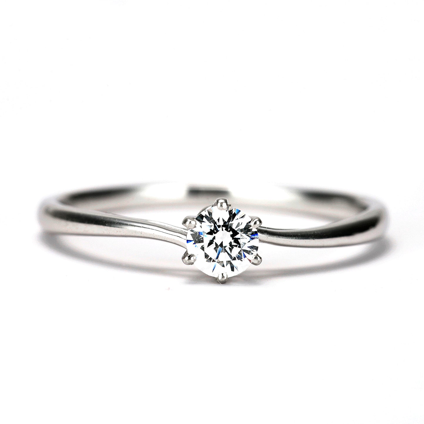 婚約指輪 上品な緩やかなウェーブデザインのハードプラチナリング EHa04-0.18ct,G,SI2,G-Pt900H