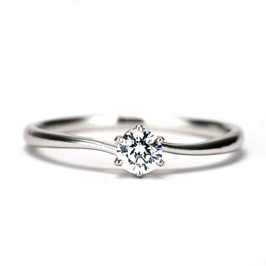 婚約指輪 上品な緩やかなウェーブデザインのハードプラチナリング EHa04-0.18ct,G,SI2,G-Pt900H