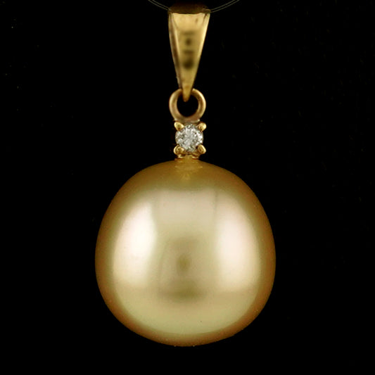 白蝶真珠ゴールデンパールペンダントトップ-高品質12.4-12.8mm-K18YG PHSS-TG05022106