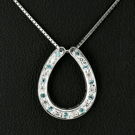 【馬蹄形ペンダント】希少なパライバトルマリンを使用 54885PN-K18WG