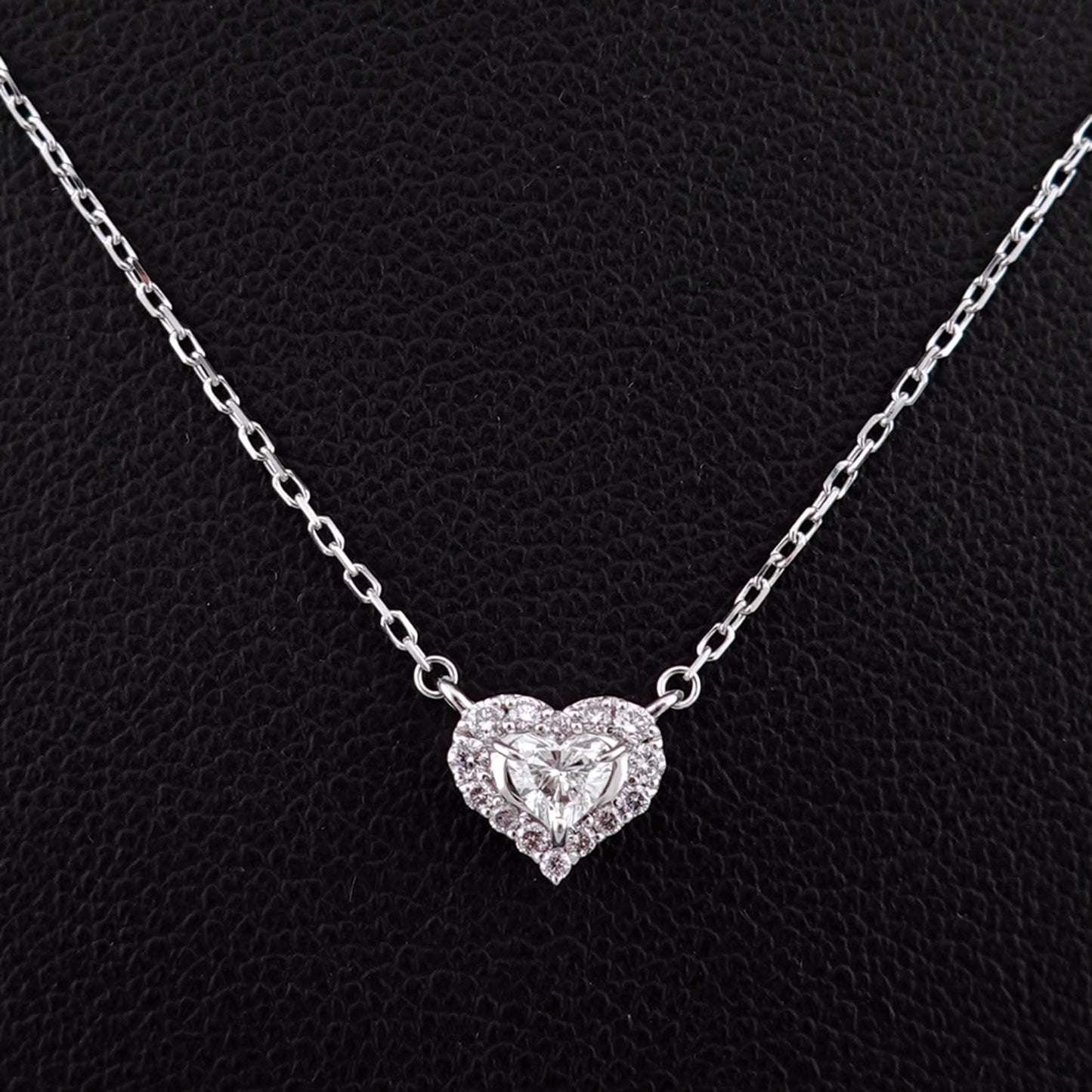 ハートブリリアントカットダイヤモンドペンダント 【ピンクダイヤ取巻】の高級品（プラチナ） PND-HS0.14ct-PD0.10ct-Pt