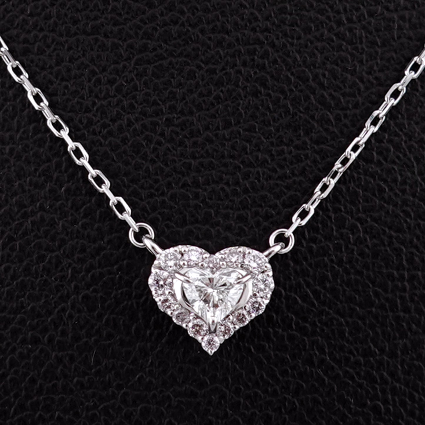 ハートブリリアントカットダイヤモンドペンダント 【ピンクダイヤ取巻】の高級品（プラチナ） PND-HS0.14ct-PD0.10ct-Pt