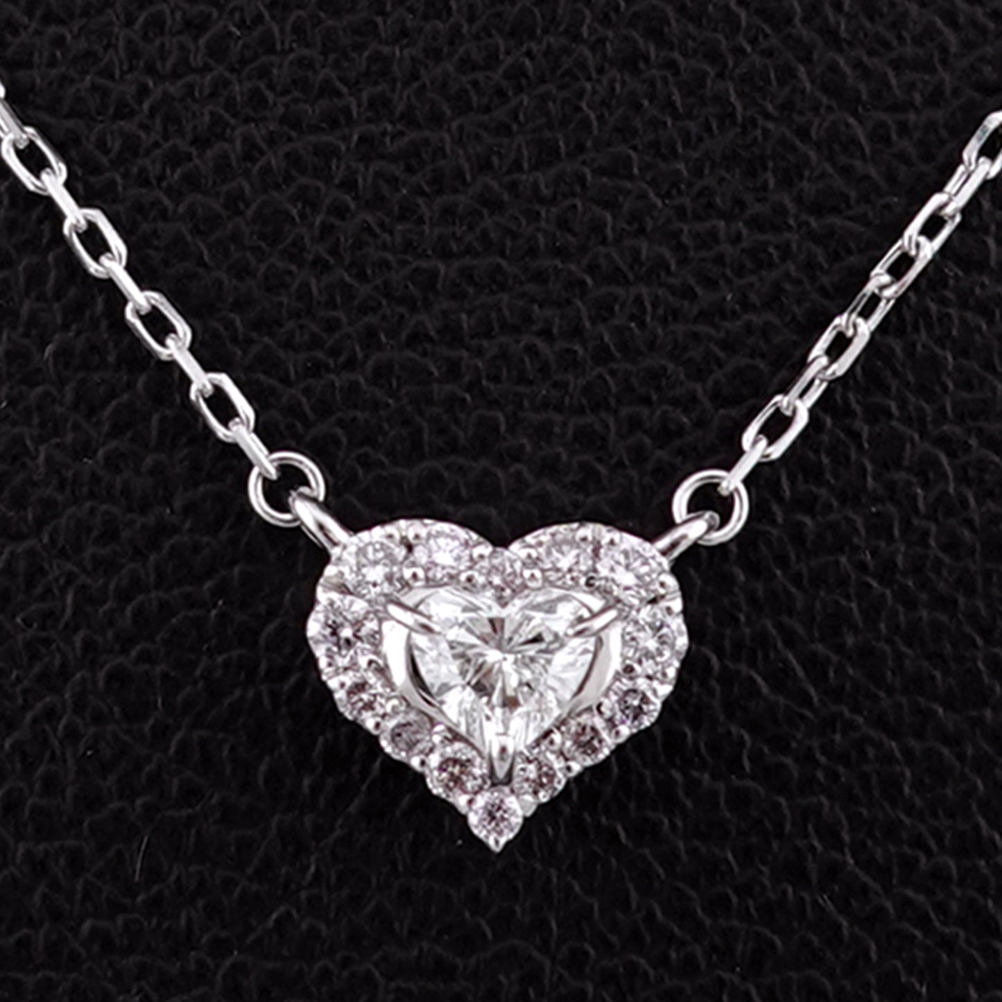 ハートブリリアントカットダイヤモンドペンダント 【ピンクダイヤ取巻】の高級品（プラチナ） PND-HS0.14ct-PD0.10ct-Pt