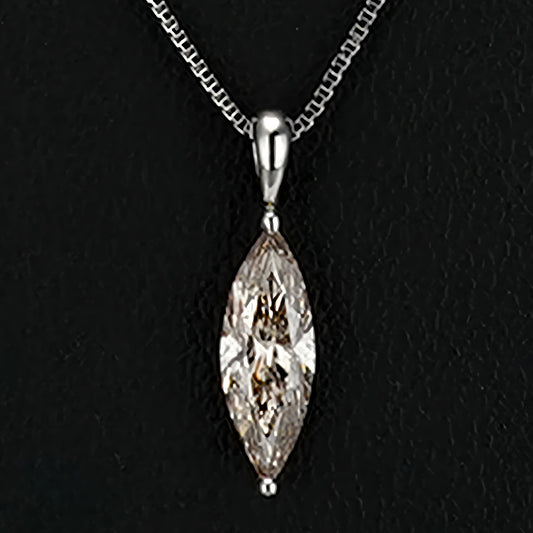 ダイヤモンドペンダント1.087ct（プラチナ） FancyLichtBrown（マーキースカット）のダイヤモンド PND-MQ-1.087ct