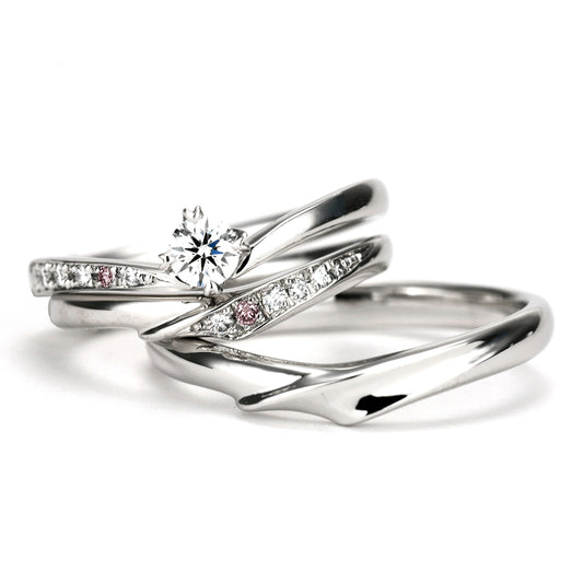 【シリーズ最高峰】ピンクダイヤとH&Cダイヤ3点セット BsS101Bph0.21ct,D,IF,3EX,HC-Pt950H【中央宝石研究所鑑定書付】